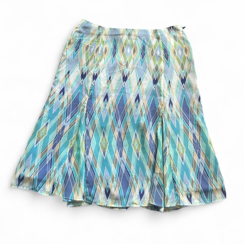 Liz Claiborne Aqua and Navy A-Line Skirt